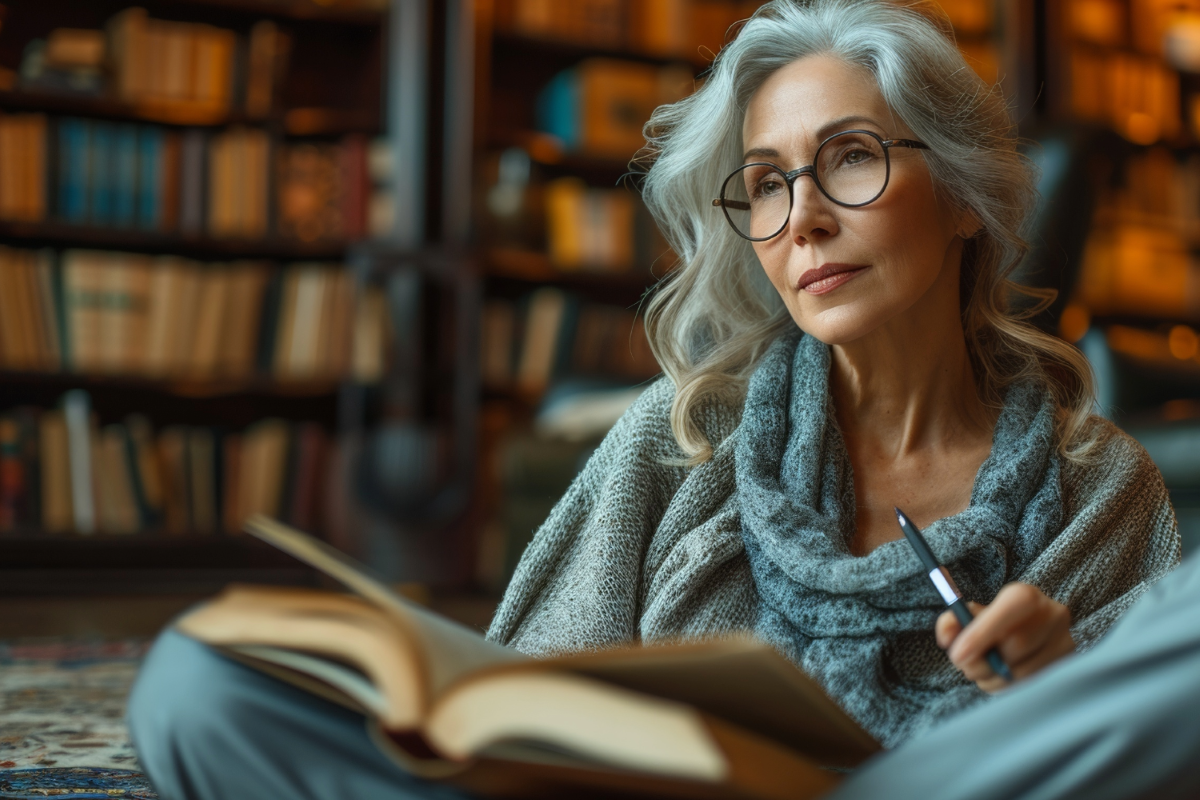woman at library