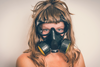 woman with gas mask on